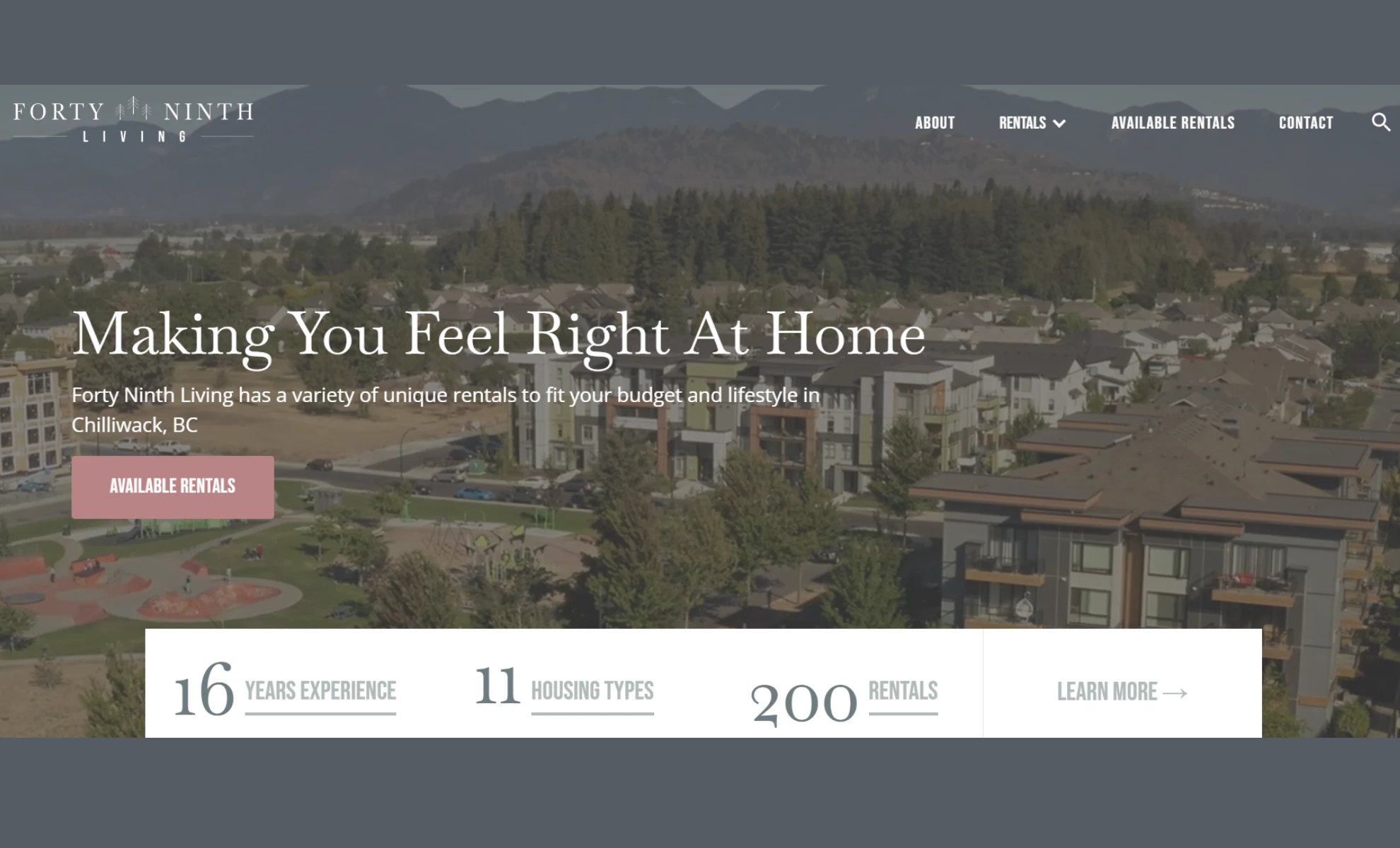 Forty Ninth Living Website Design Forty Ninth Living rental real estate website design