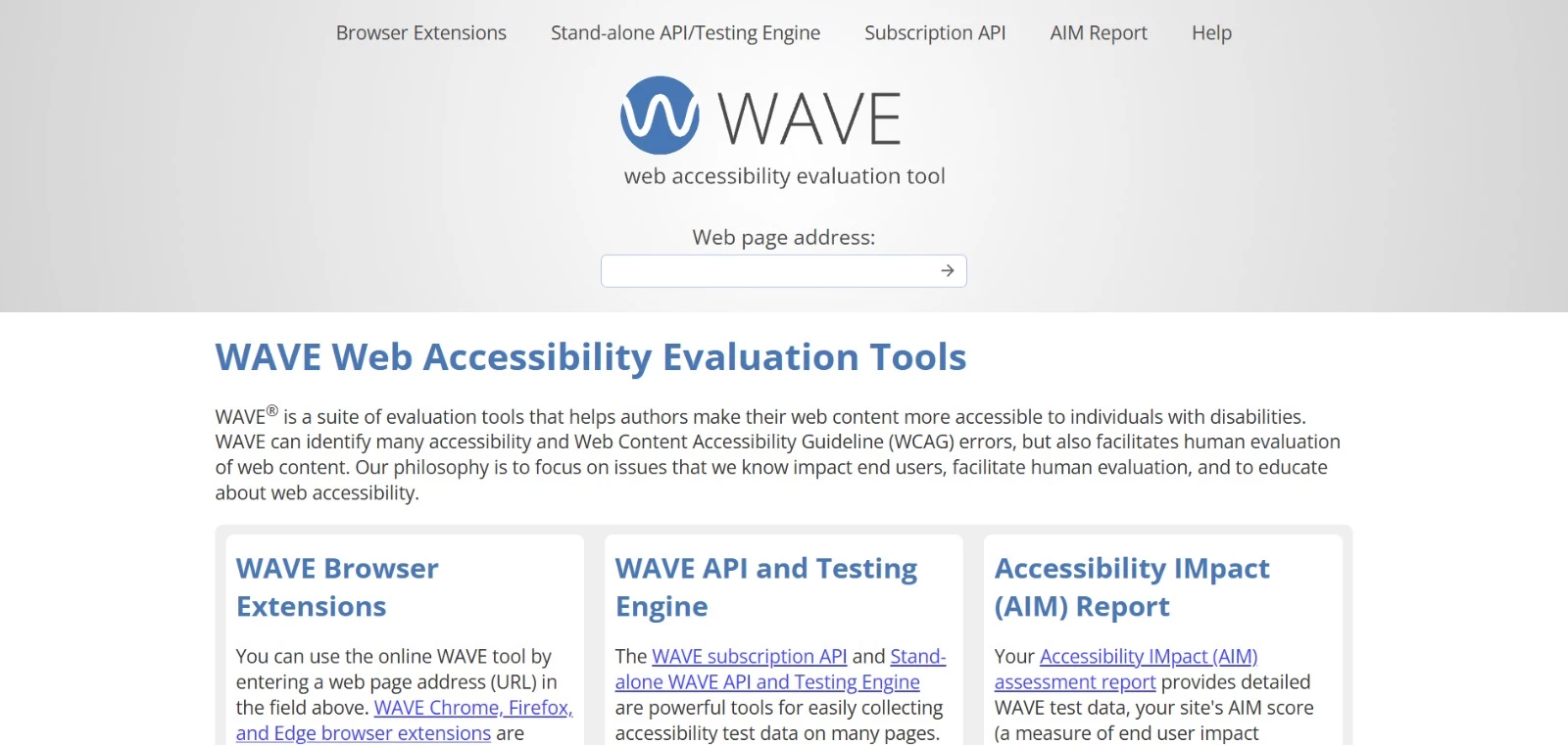 WAVE by WebAIM tool