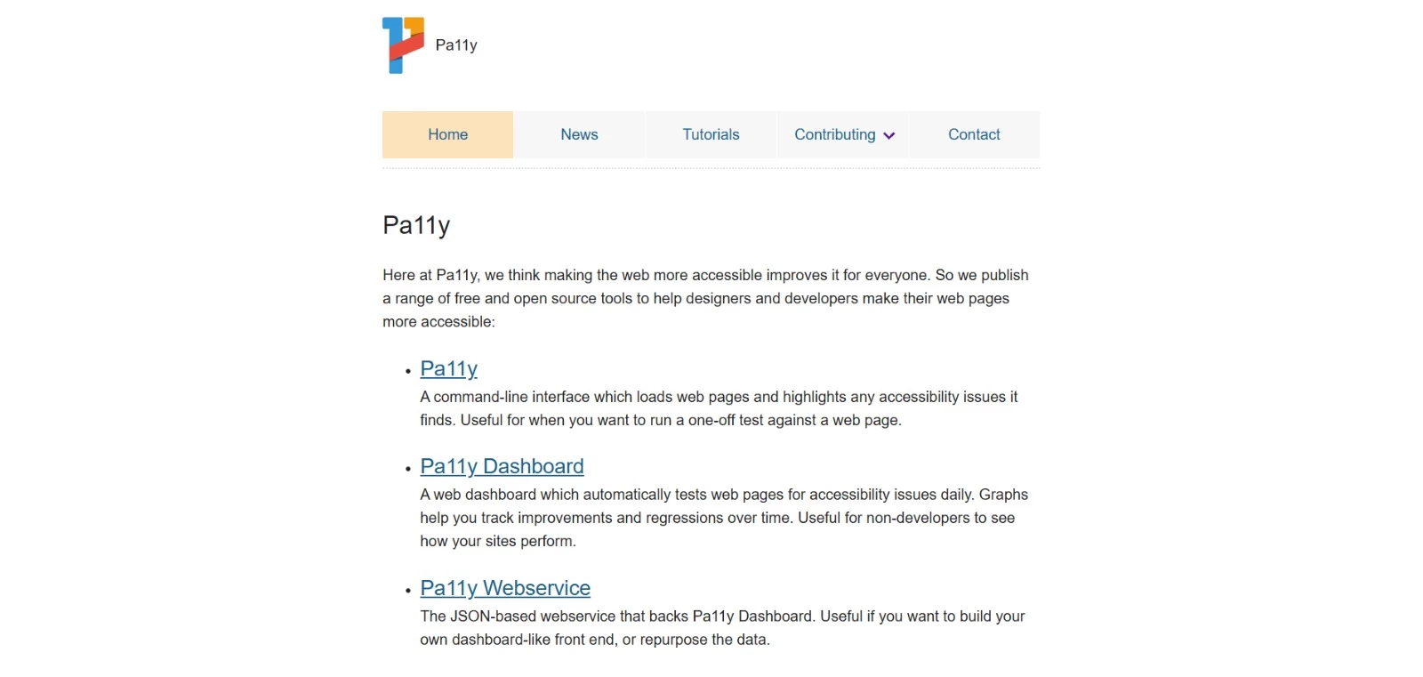 Pa11y homepage