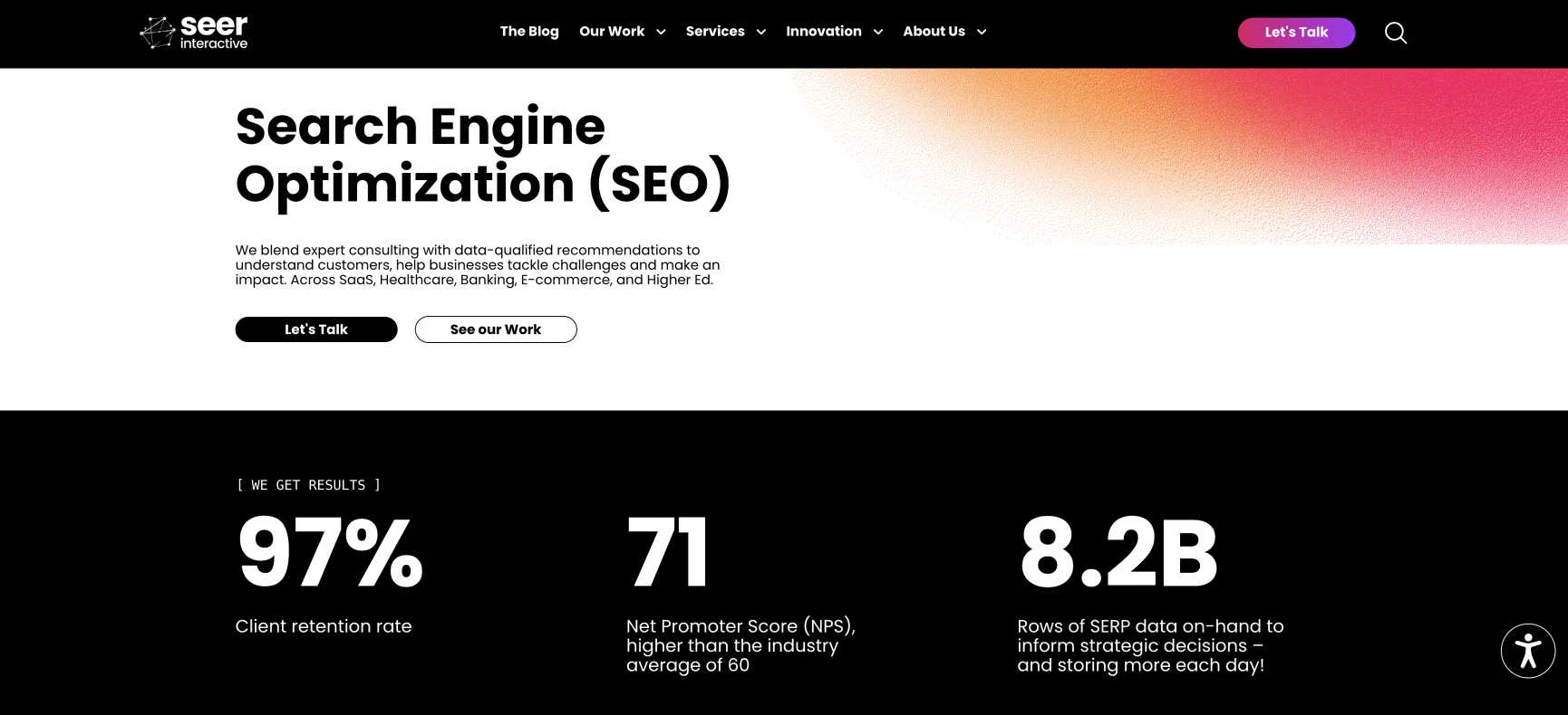 Seer Interactive homepage Seer Interactive enterprise SEO company homepage
