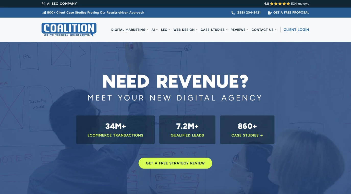Coalition Technologies homepage Coalition Technologies enterprise SEO company homepage