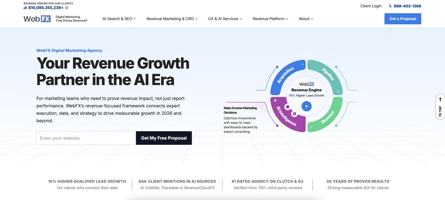 WebFX homepage WebFX enterprise SEO company homepage