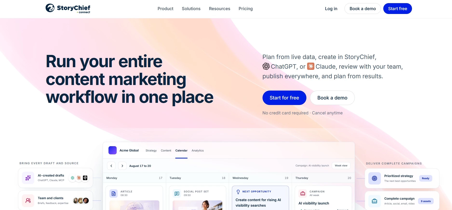 Digital Marketing Tools StoryChief StoryChief marketing tool homepage.
