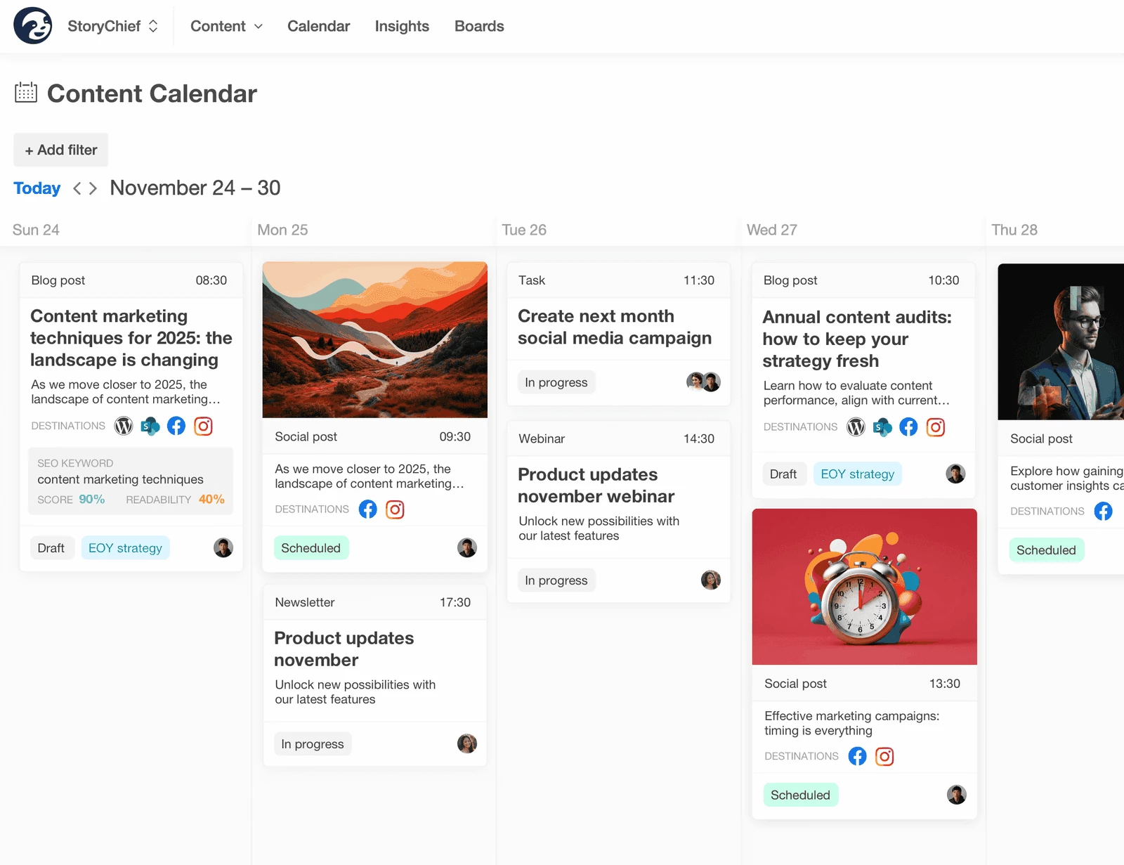 StoryChief Content Planning SEO content planning on StoryChief