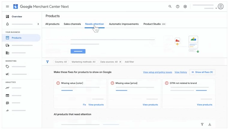 Google merchant center needs attention ecommerce seo Google merchant center needs attention ecommerce seo
