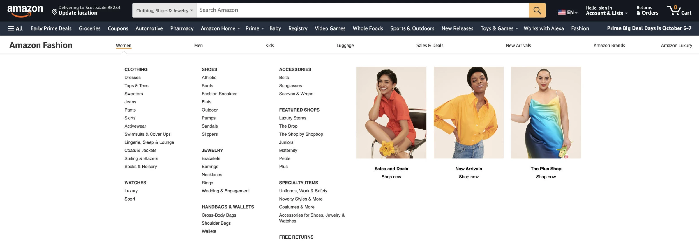 Amazon fashion categories navigation Increase eCommerce conversions: Amazon categories