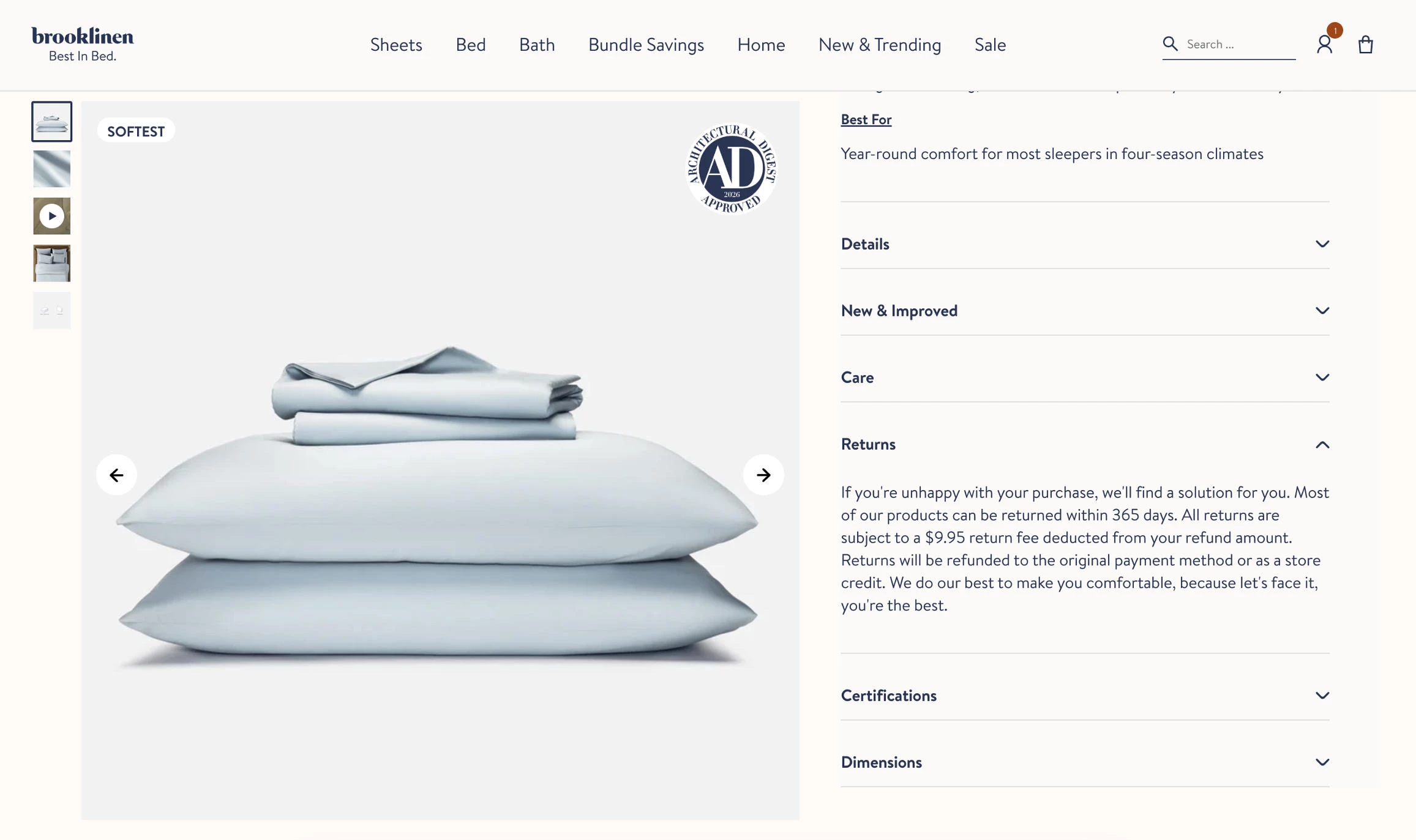 Brooklinen return policy Increase eCommerce conversions: Brooklinen return policy
