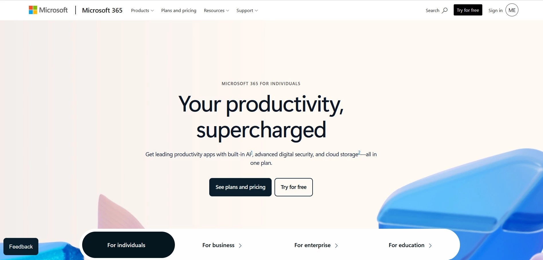 Microsoft 365 document collaboration software homepage.