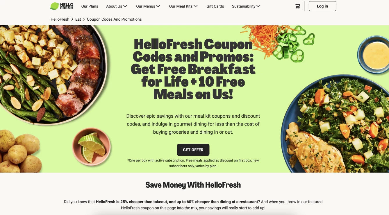 HelloFresh discount homepage Promotional advertising: HelloFresh discount homepage