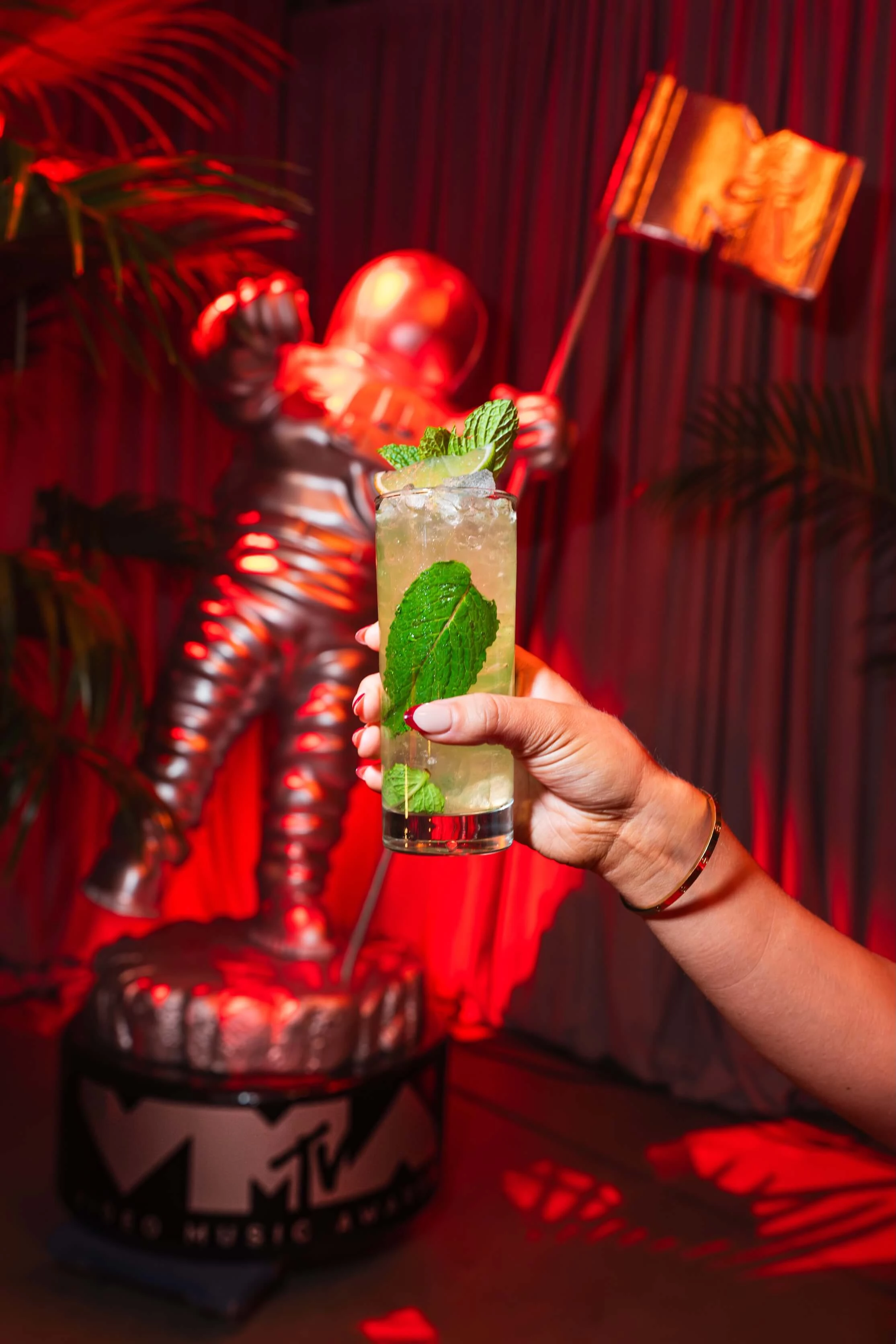 Moonwalk Mojito: BACARDÍ Superior rum with mint syrup, lime, and club soda.