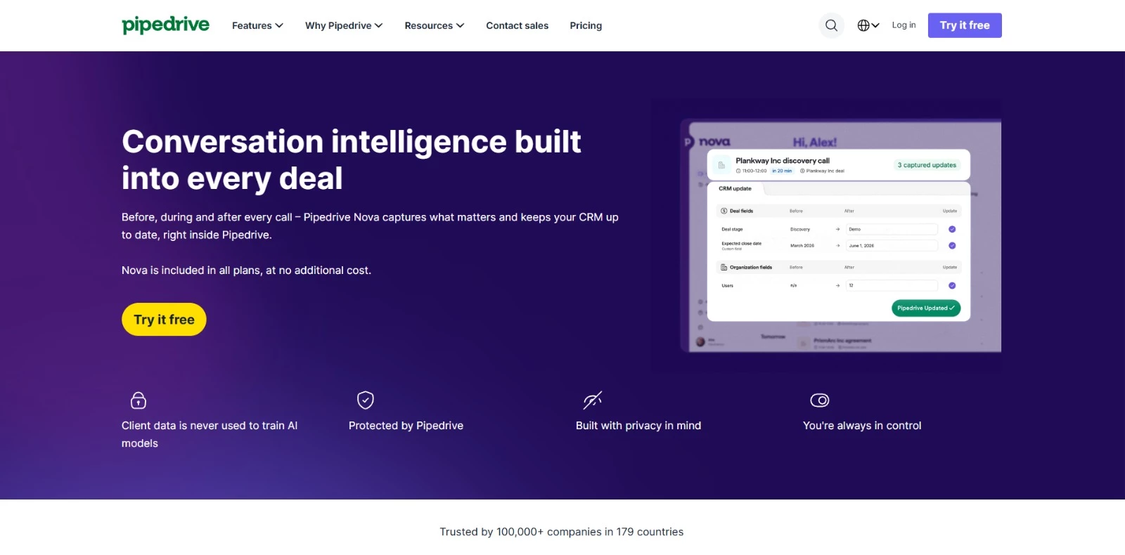 pipedrive crm for web desiigners homepage