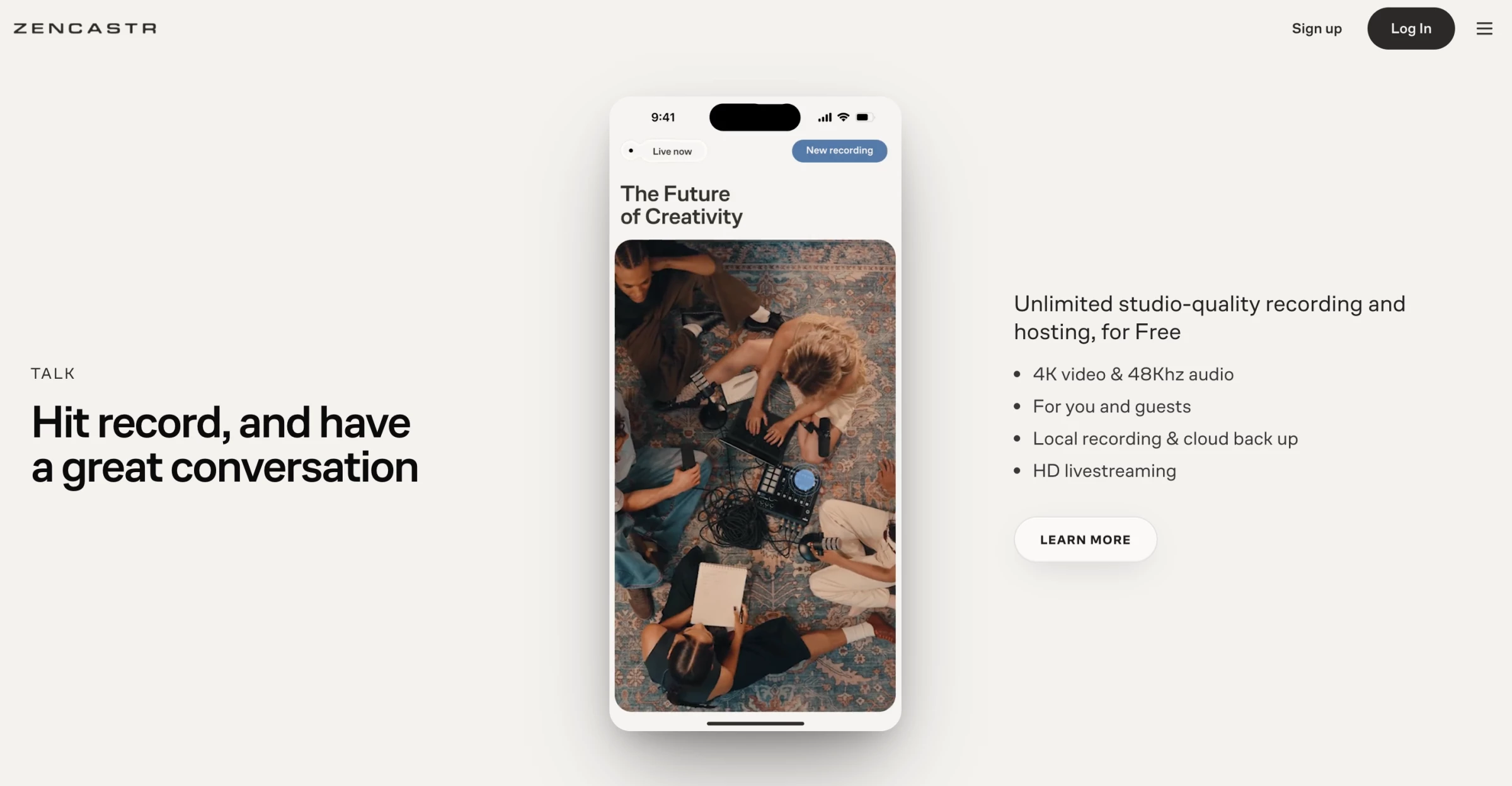 Zencastr website hero
