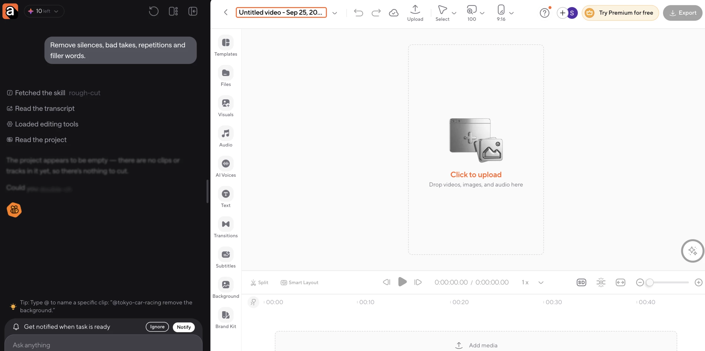 Screenshot of async podcast producing dashboard