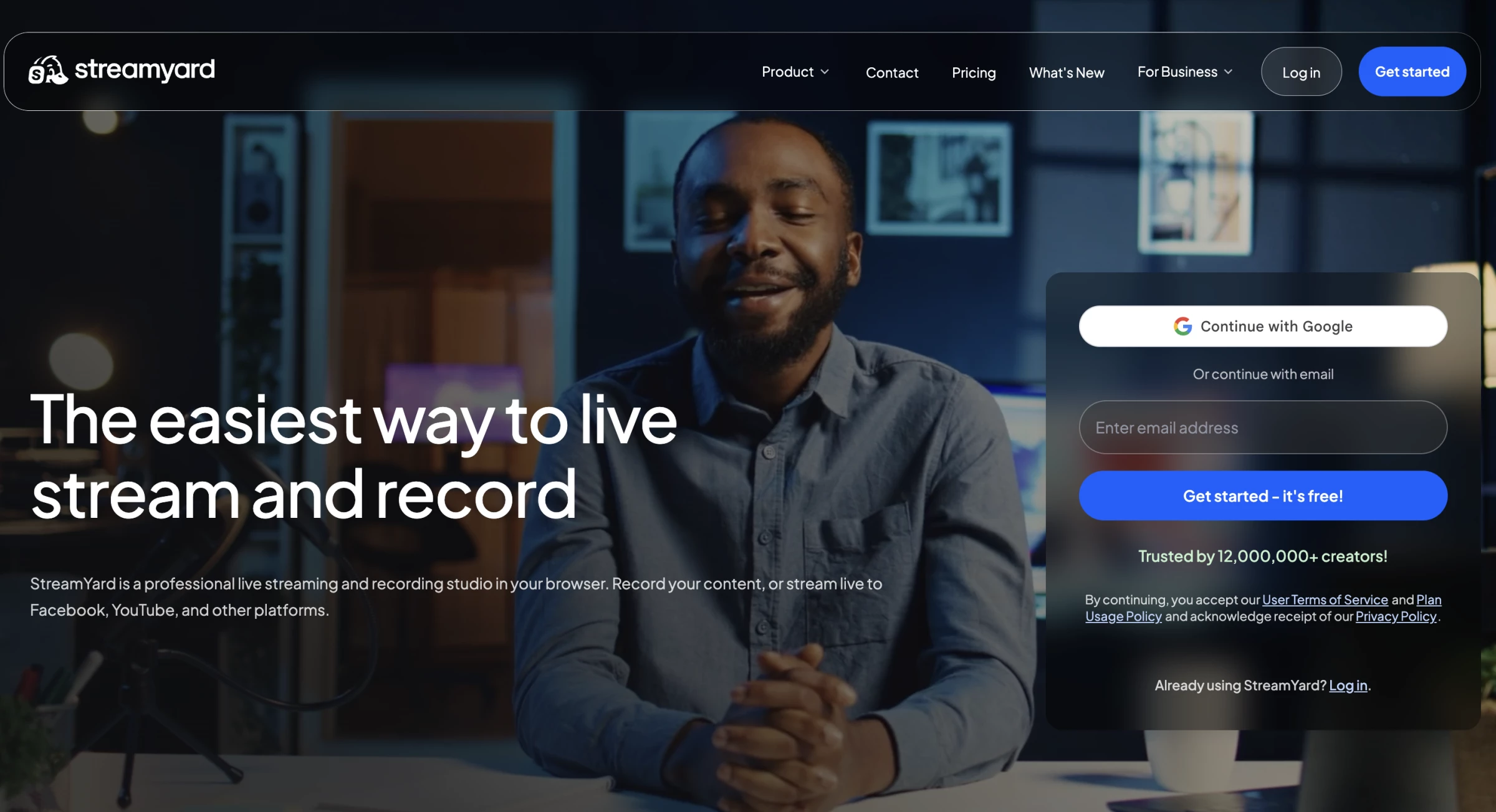 StreamYard website hero