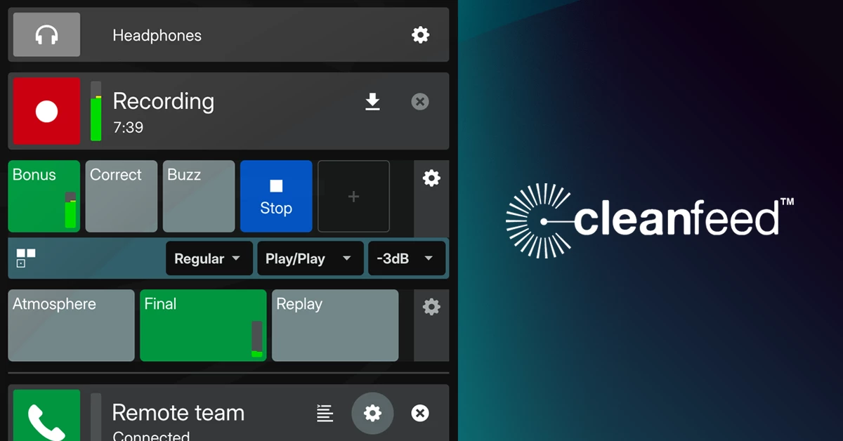 Screenshot of Cleanfeed recording dashboard