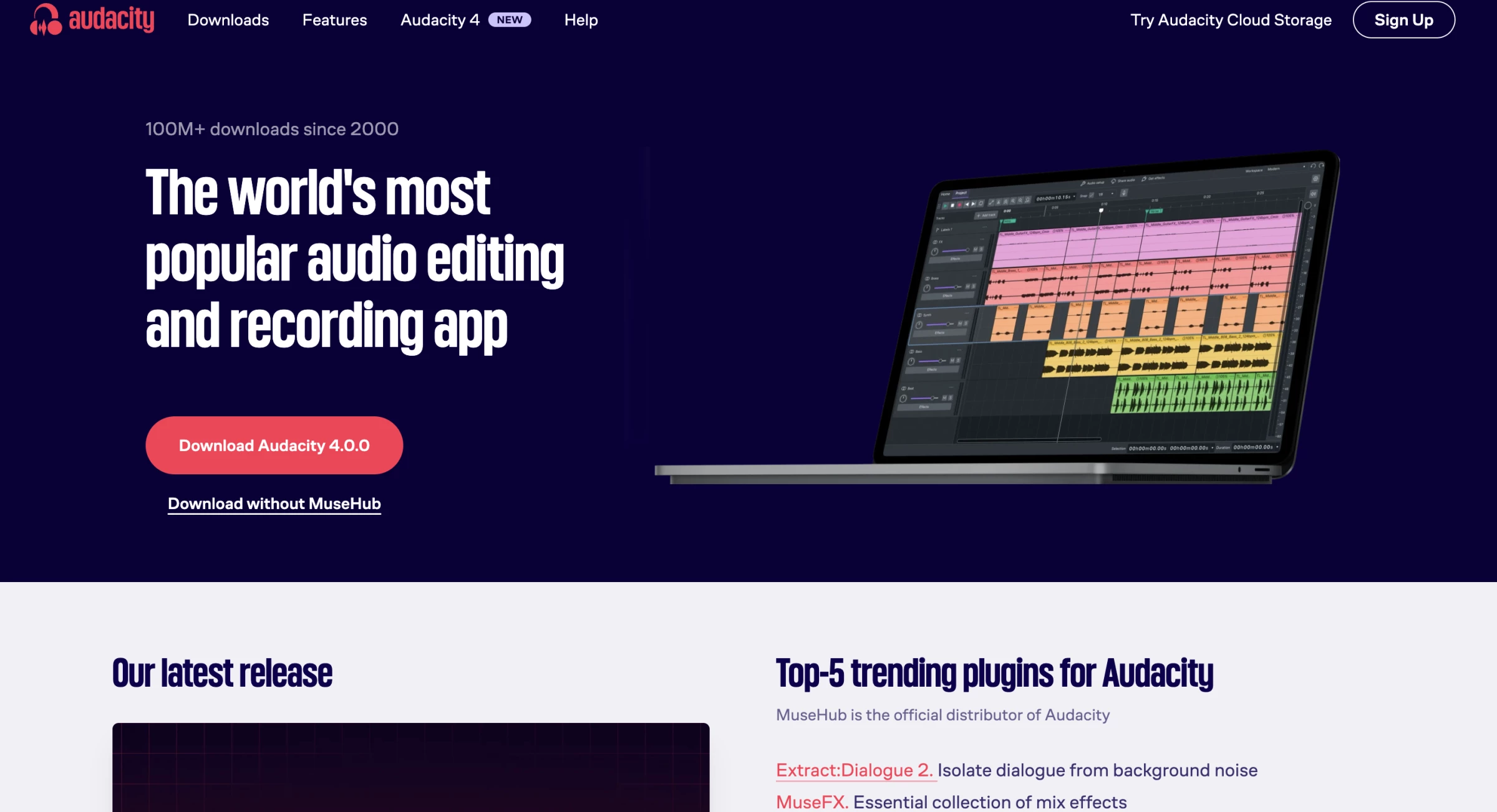 Audacity website hero