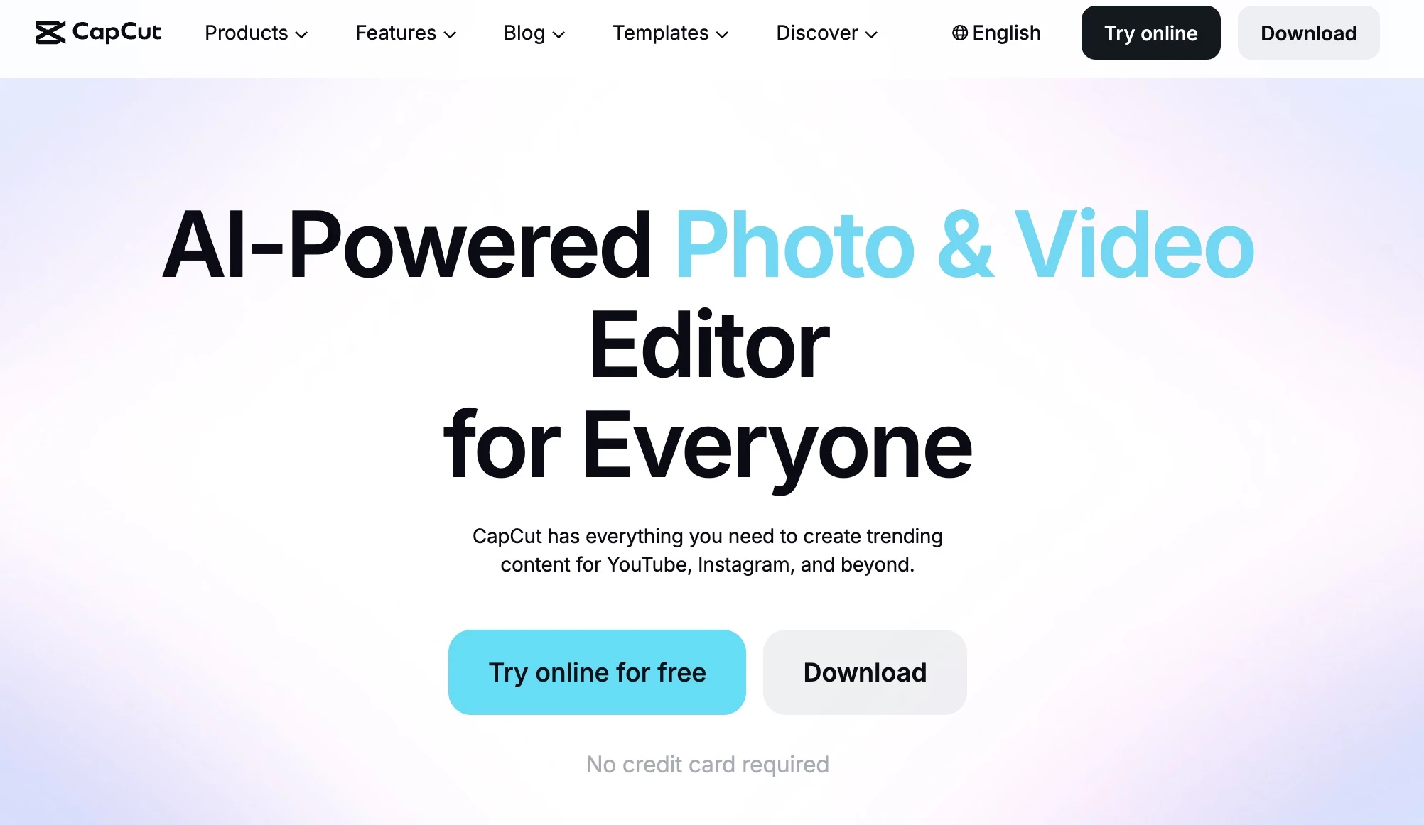 CapCut homepage
