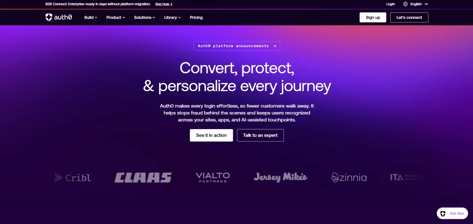 AuthO IAM tool homepage AuthO IAM tool homepage