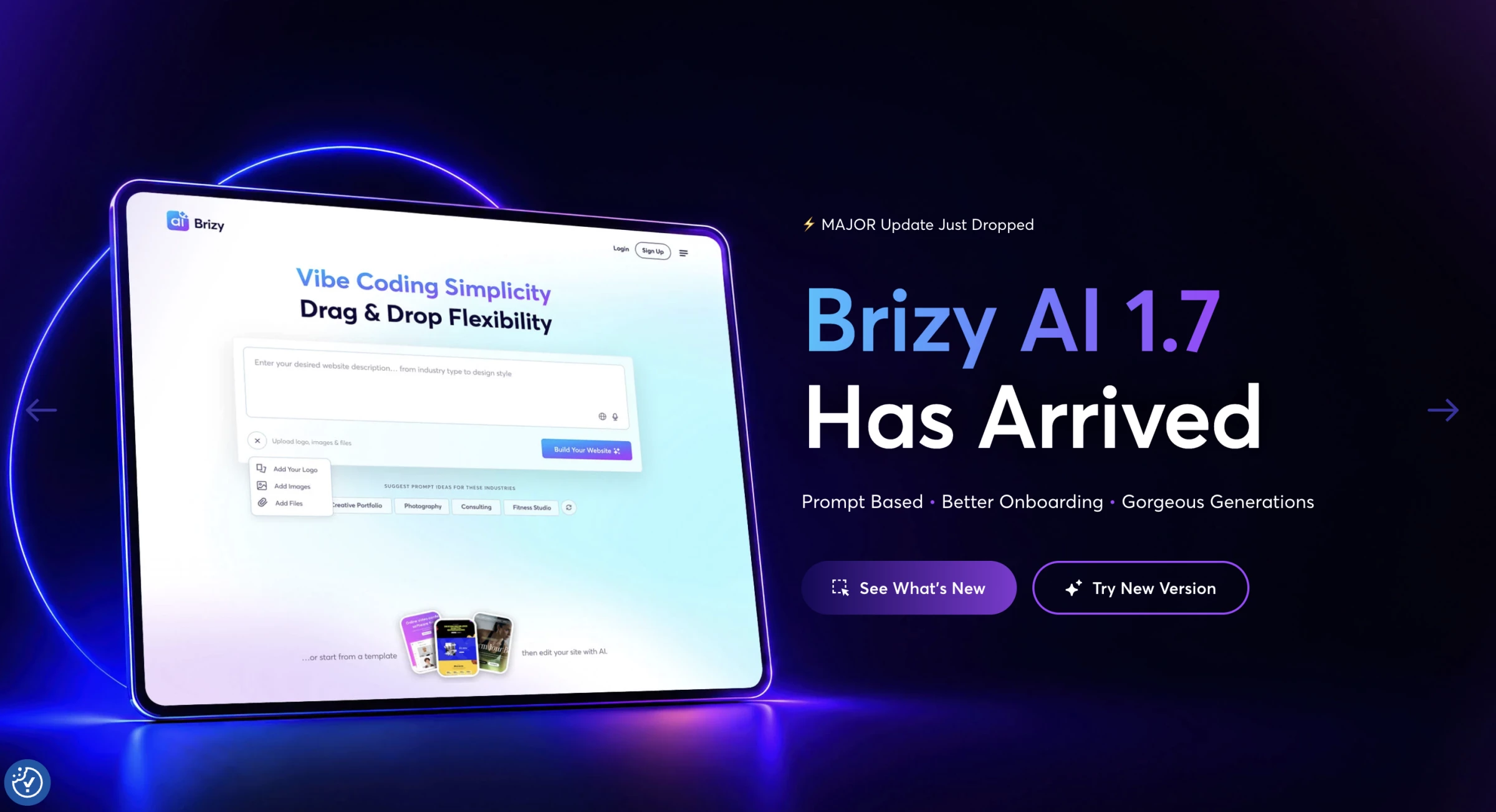 Brizy website hero