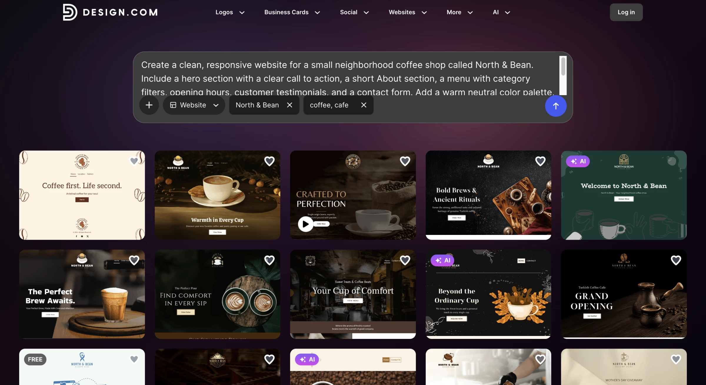 Screenshot of Design.com website output
