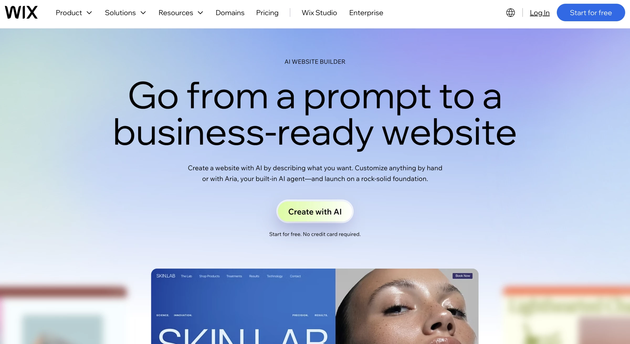 WIX website hero