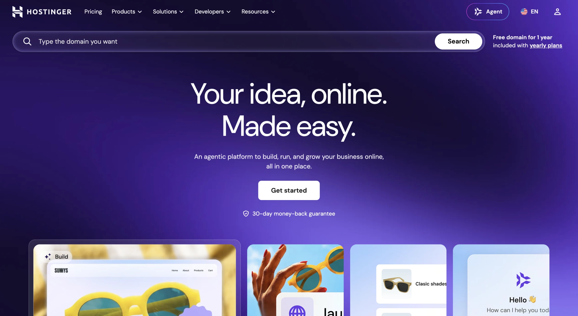 Hostinger website hero