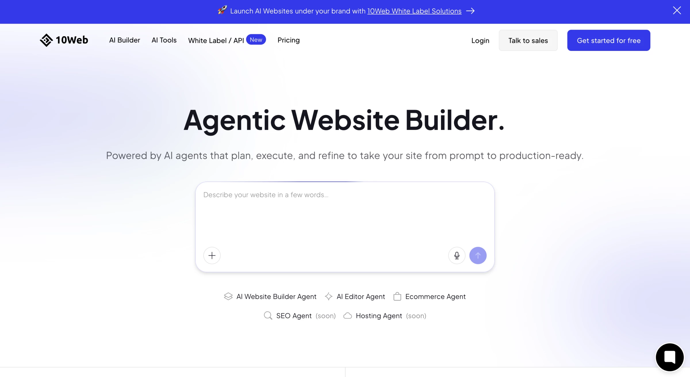 10Web website hero