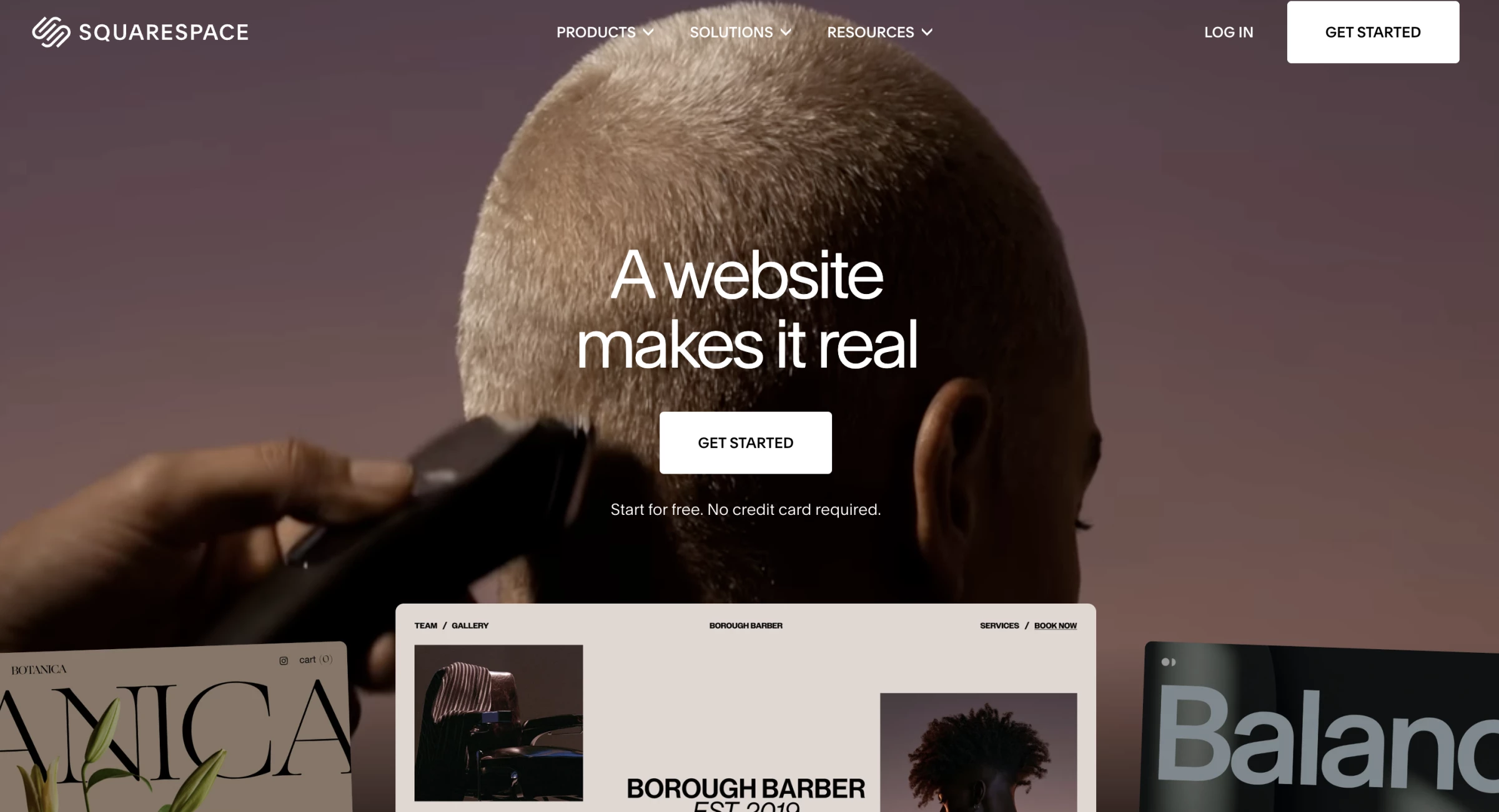Squarespace website hero