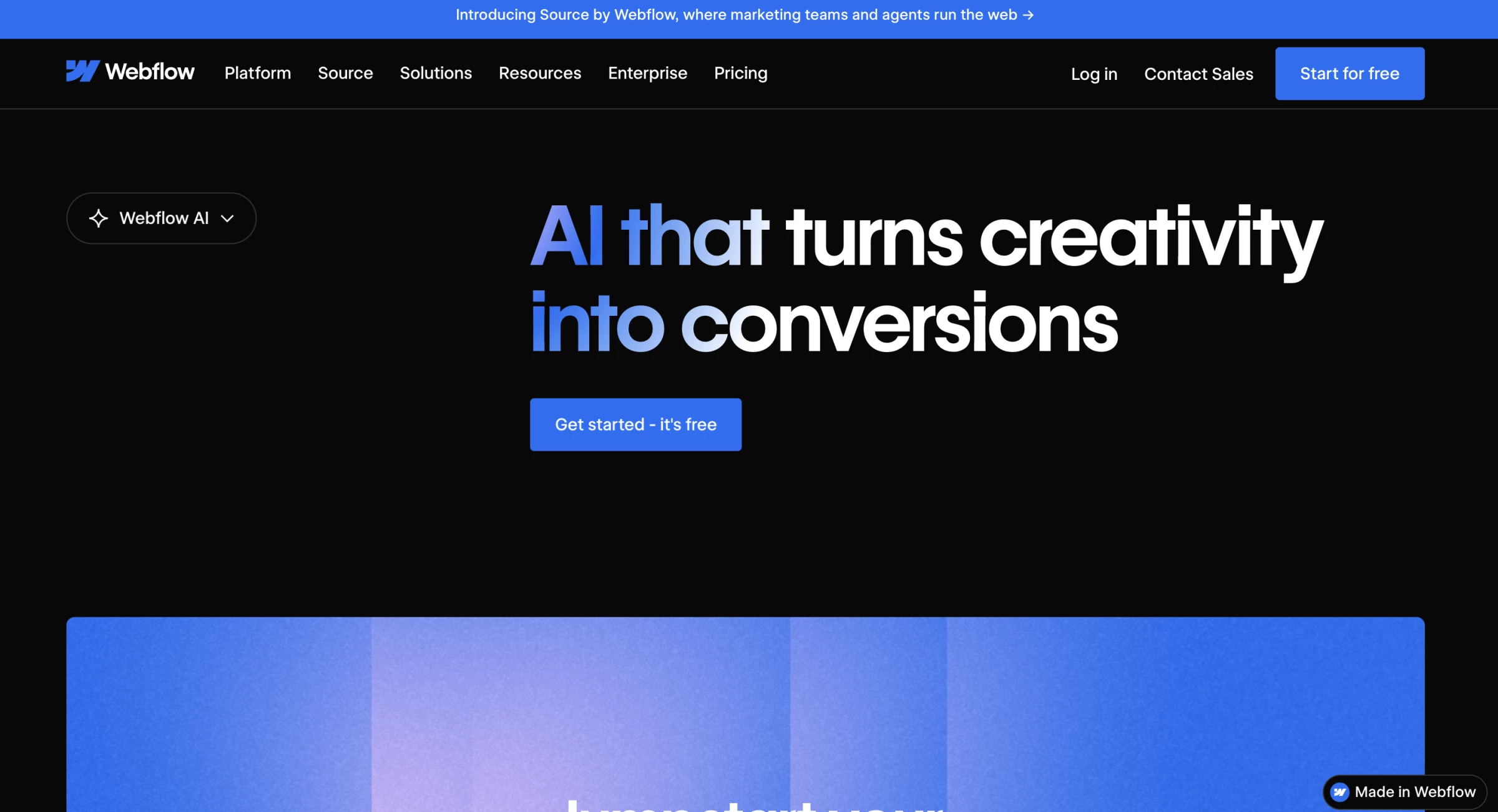 Webflow website hero