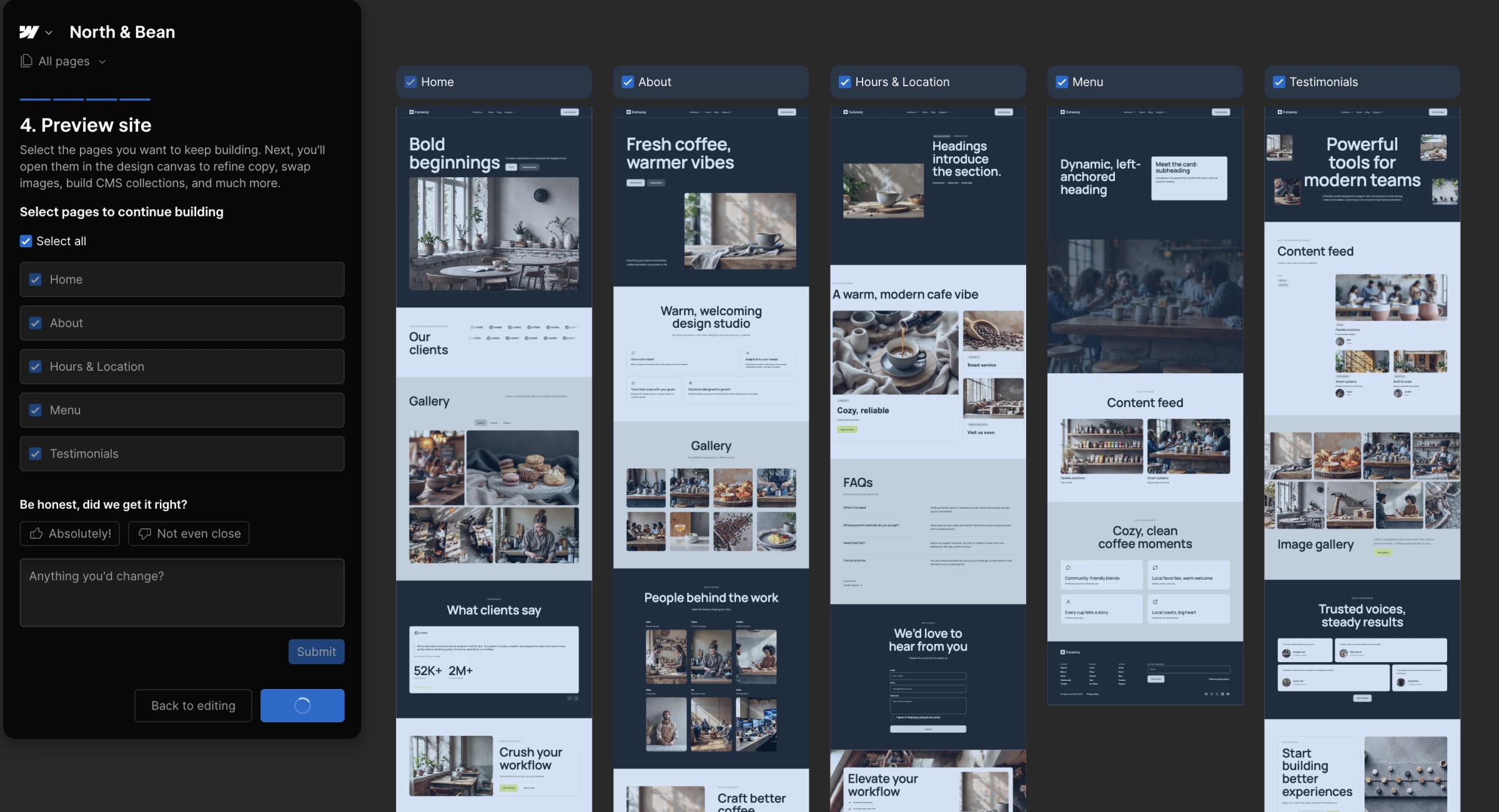 Webflow dashboard