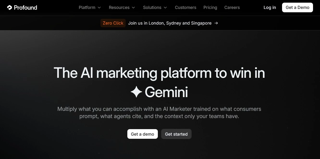 LLM visibility tracking tool Profound homepage.