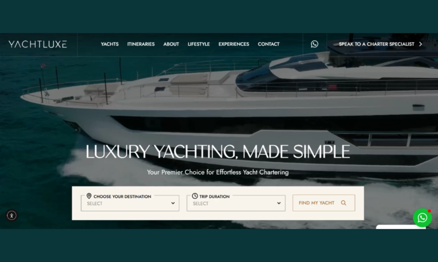 Yacht Luxe Homepage Yacht Luxe homepage design