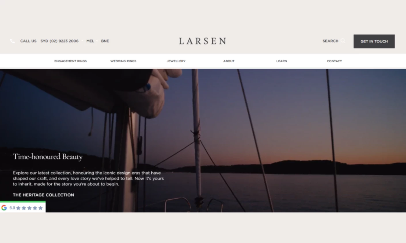 Larsen Jewellery Homepage Larsen Jewellery homepage design