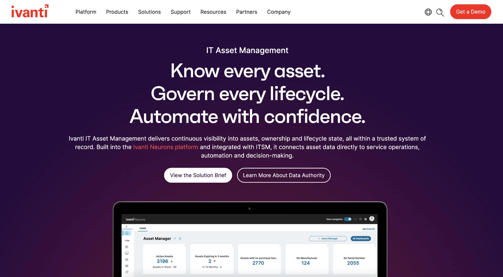 ITAM software: Ivanti homepage