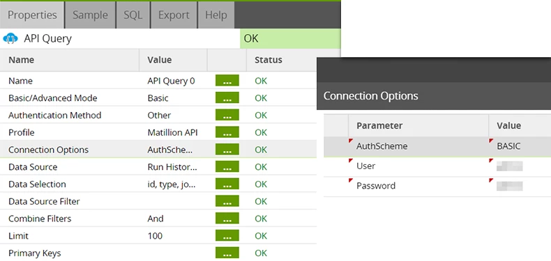 Matillion task status Screenshot of Matillion task status