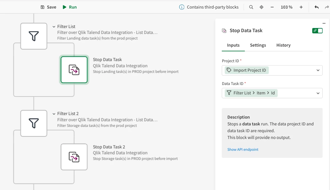 Qlik visual pipeline Screenshot of Qlik visual pipeline