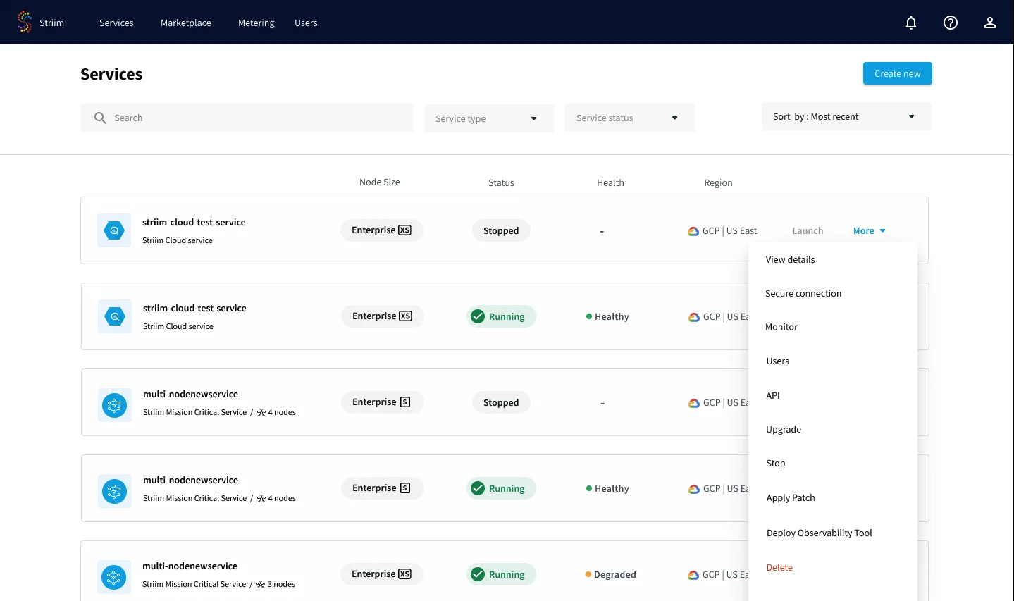 Striim monitoring dashboard Striim monitoring dashboard