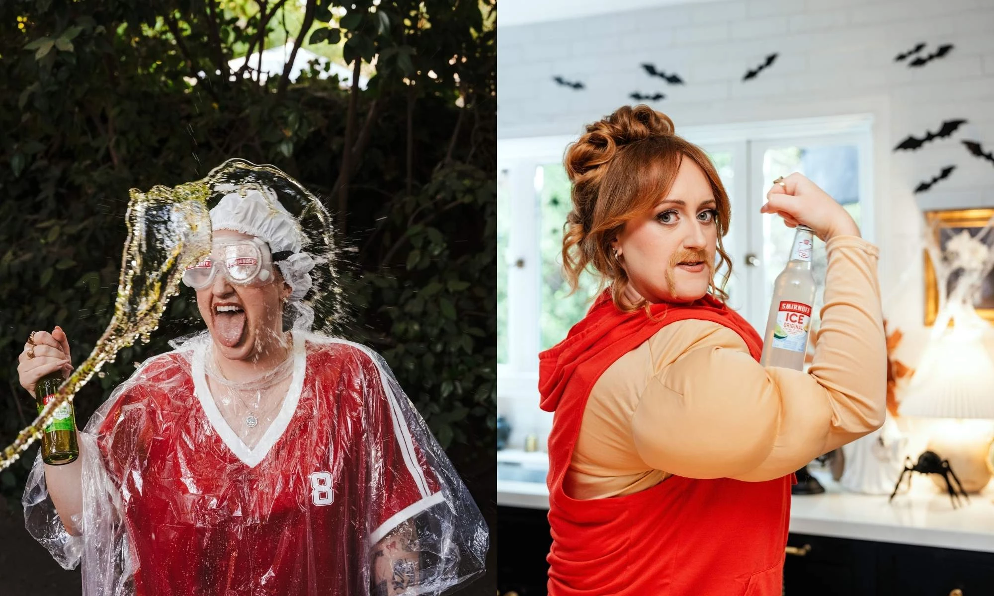 Brittany Broski in costume with Smirnoff Ice