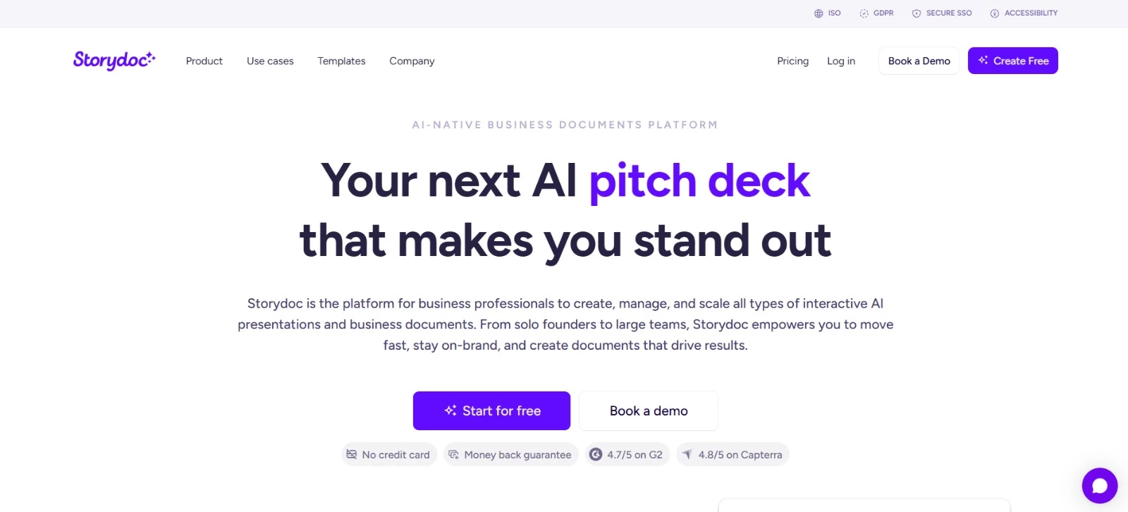 Storydoc proposal software tool homepage