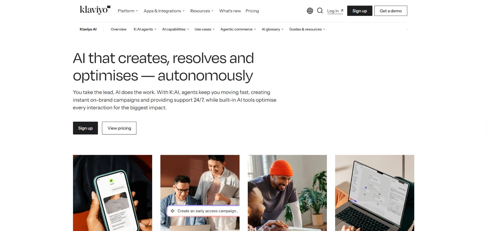 Klaviyo eCommerce AI tool homepage