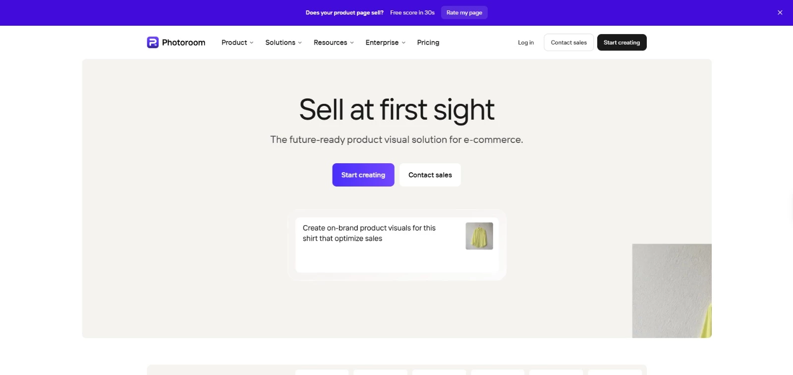 Photoroom eCommerce AI tool homepage