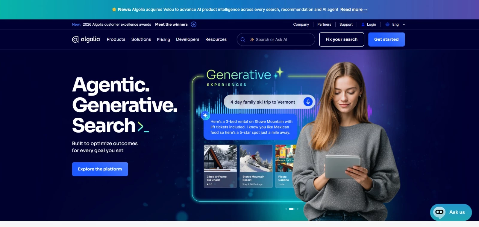 Algolia eCommerce AI tool homepage
