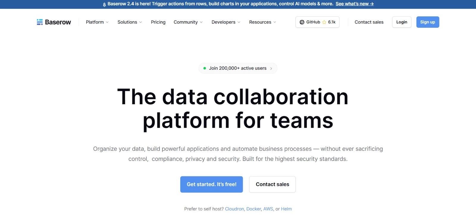 Baserow best database software homepage Baserow best database software homepage