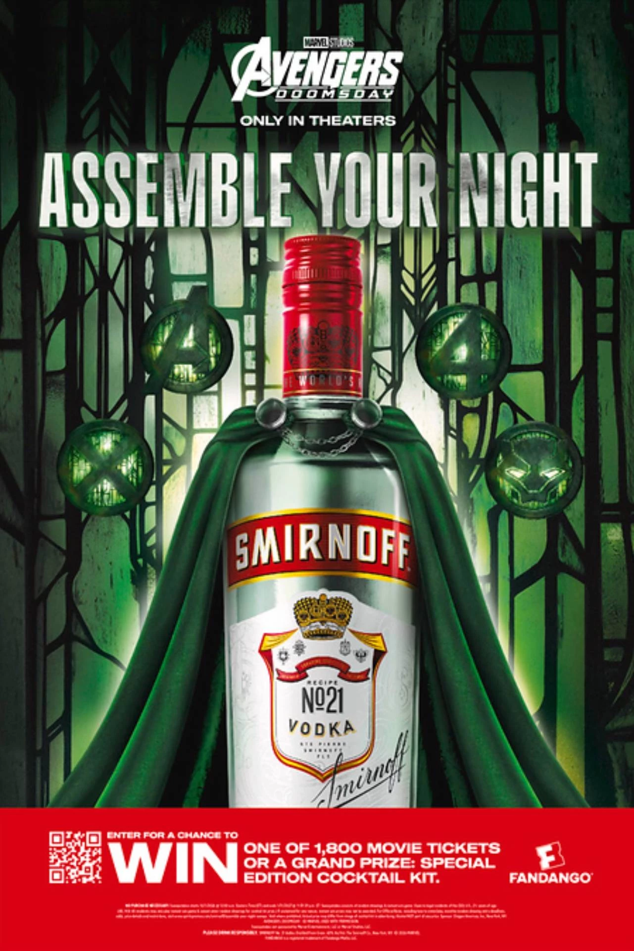 smirnoff-avengers-doomsday Smirnoff bottle cloaked in the Doomsday cape.