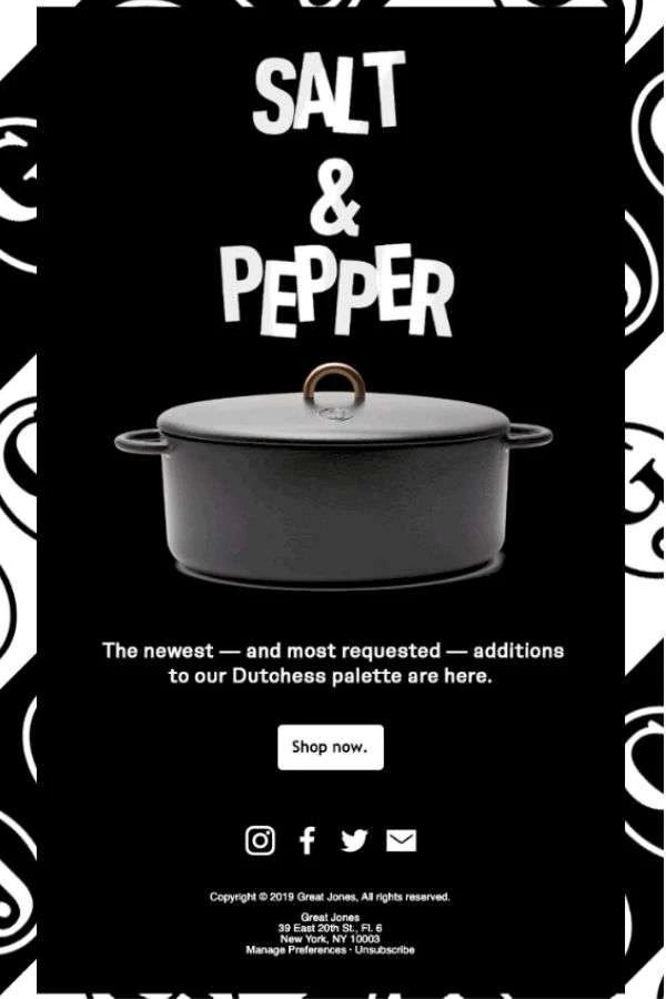 types-of-email-campaigns-product-promo-Salt-&-Pepper email design inspiration: product promo email campaign examples - Salt & Pepper