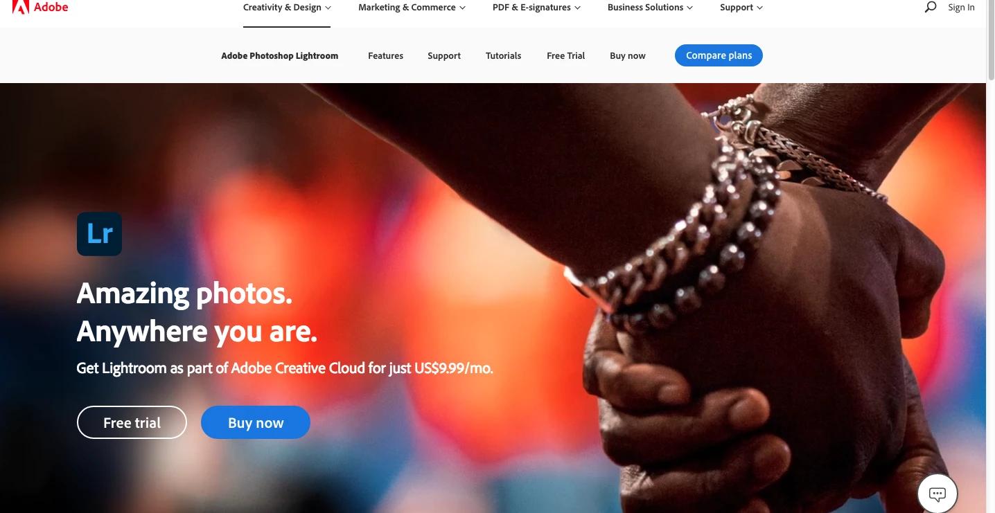 photo organizer software – adobe lightroom photo organizer software: screenshot of Adobe Lightroom homepage