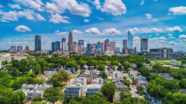 Aerial view of downtown Charlotte, NC​