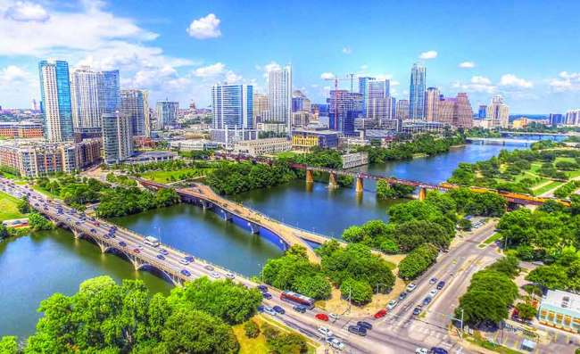 Austin’s skyline over review and bridges