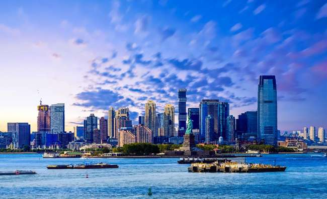 Skyline of New Jersey at dusk