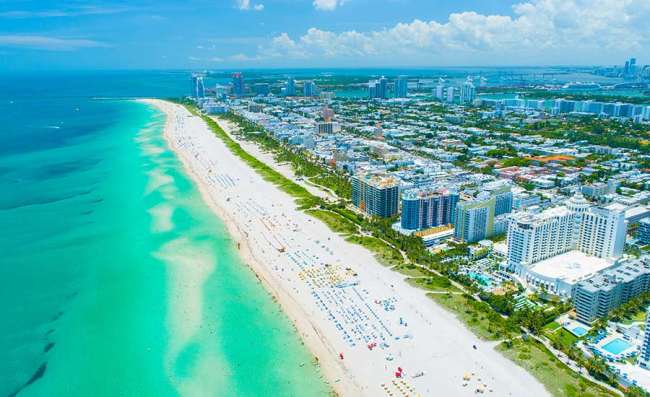 aerial view of Miami's long beaches